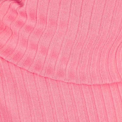 Girls pink ribbed roll neck top